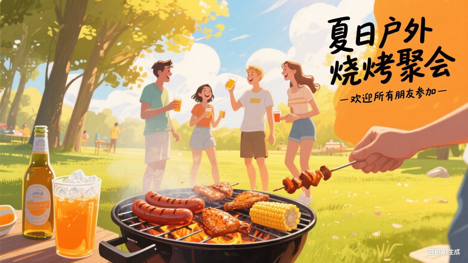 夏日户外烧烤聚会